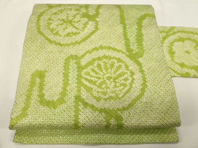 平和屋着物●九寸名古屋帯 総絞り 花丸文 正絹 逸品 CABE3697dy