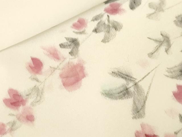 平和屋着物●塩瀬 九寸開き名古屋帯 作家物 手描き 草花文 正絹 逸品 CABE3711dy