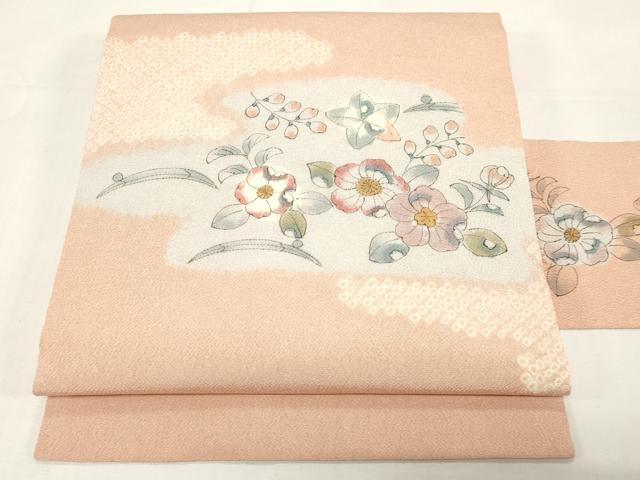 平和屋着物●九寸名古屋帯 辻が花 手描き 絞り 鬼しぼ縮緬 正絹 逸品 CABE3730dy