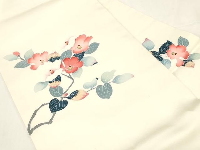 平和屋着物●塩瀬 九寸名古屋帯 友禅 枝花文 正絹 逸品 CABE3735dy