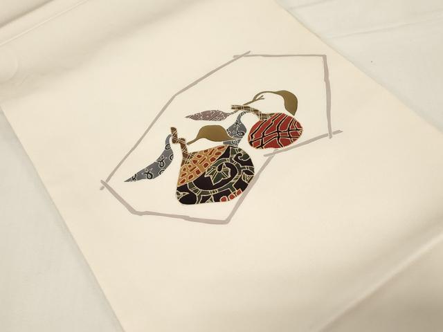 平和屋着物●塩瀬 九寸開き名古屋帯 駒刺繍 成り物 金彩 正絹 逸品 CABE3743dy