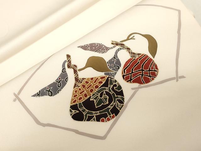 平和屋着物●塩瀬 九寸開き名古屋帯 駒刺繍 成り物 金彩 正絹 逸品 CABE3743dy