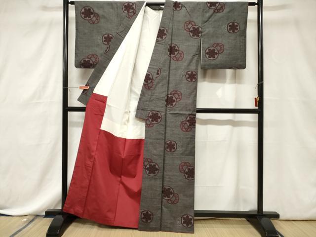 平和屋着物■本場大島紬 7マルキ 幾何学文 正絹 逸品 CABE3786dy