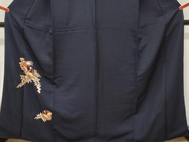 平和屋着物■色留訪問着 総刺繍 駒刺繍 尾長鳥花丸文 正絹 逸品 CABE3800dy
