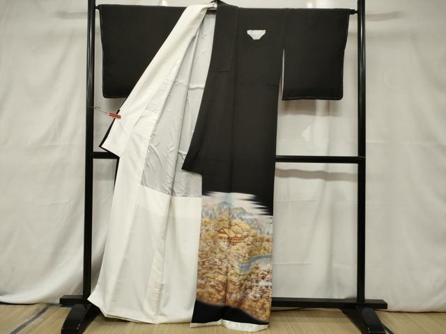 平和屋着物■豪華黒留袖 作家物 風景文 暈し染め 金銀彩 正絹 逸品 CABE3809dy