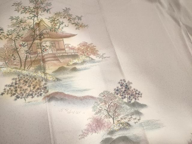 平和屋着物■訪問着 風景枝花文 暈し染め 金銀彩 正絹 逸品 CABE4005ou