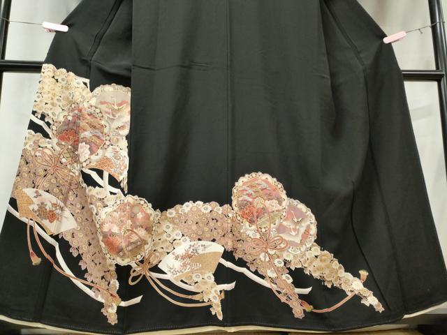平和屋着物■豪華黒留袖 鏡裏飛鶴花文 金彩 正絹 逸品 CABE4020ou