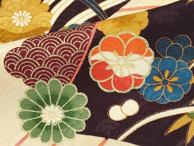 平和屋着物■上質な小紋 吉祥草花文 金彩 正絹 逸品 CABE4024ou