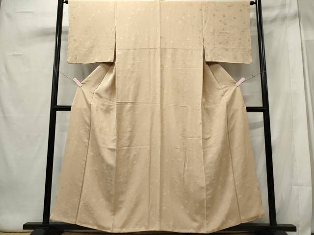 平和屋着物■上質な色無地 草花地紋 薄香色 正絹 逸品 CABE4028ou