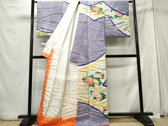 平和屋着物■訪問着 駒刺繍 絞り 扇面花文 正絹 逸品 CABE4040ou