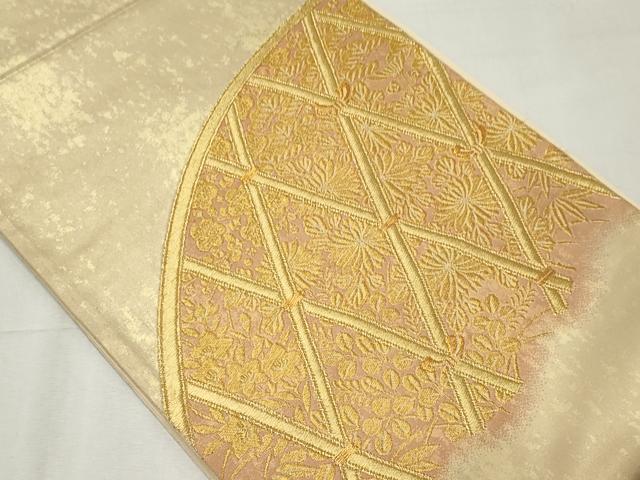 平和屋着物◎太鼓柄袋帯 花籬 金糸 正絹 逸品 CABE4115ou
