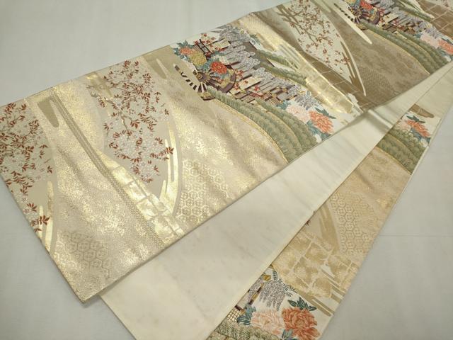 平和屋着物◎六通柄袋帯 古都祭礼文 金糸 正絹 逸品 CABE4159ou