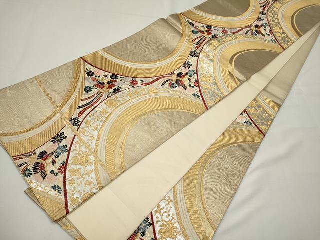 平和屋着物◎六通柄袋帯 唐織 鳳凰花文 金銀糸 正絹 逸品 CABE4166ou