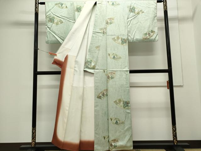平和屋着物■上質な小紋 地紙人物風景文 正絹 逸品 CABE4234ou