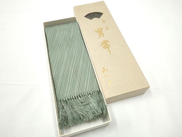 平和屋着物●男性 両面 角帯 紗線文 共箱付き 正絹 逸品 CABE4421hy