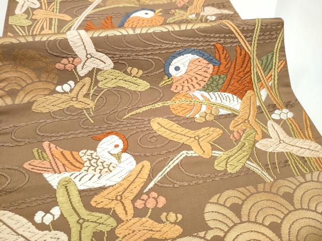 平和屋着物●西陣 河合美術織物謹製 六通柄袋帯 唐織 能衣 流水鴛鴦文 金糸 正絹 逸品 CABE4462hy