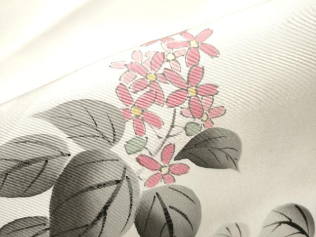 平和屋着物●塩瀬 九寸名古屋帯 作家物 手描き 休み鳥枝花文 正絹 逸品 CABE4511hy