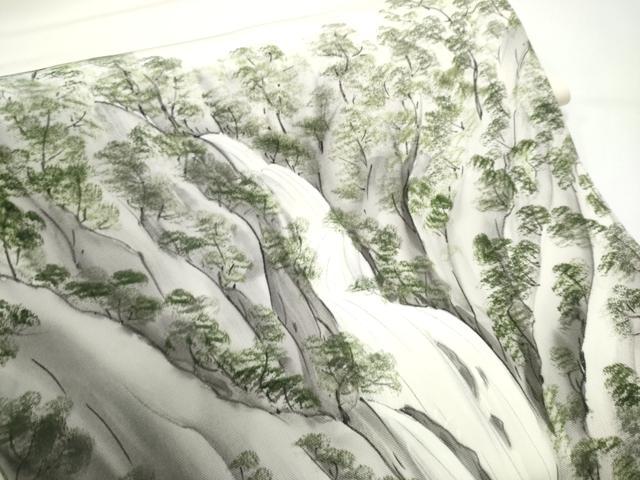 平和屋着物●塩瀬 九寸開き名古屋帯 作家物 手描き 樹林文 正絹 逸品 CABE4527hy