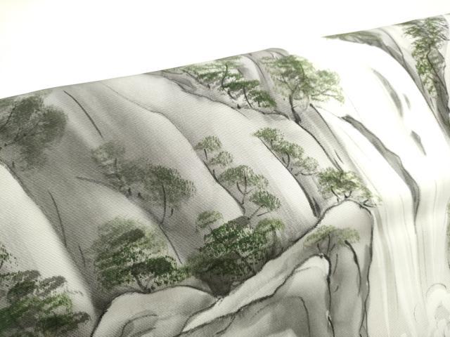 平和屋着物●塩瀬 九寸開き名古屋帯 作家物 手描き 樹林文 正絹 逸品 CABE4527hy