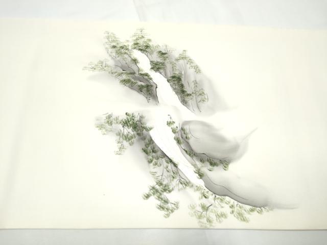 平和屋着物●塩瀬 九寸開き名古屋帯 作家物 手描き 樹林文 正絹 逸品 CABE4527hy