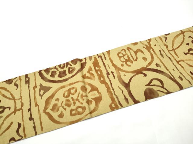平和屋着物●九寸名古屋帯 ろうけつ染 吉祥花文 正絹 逸品 CABE4546hy