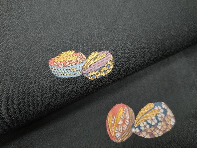 平和屋着物●九寸名古屋帯 唐織 京こばな 黒地 金糸 正絹 逸品 CABE4547hy