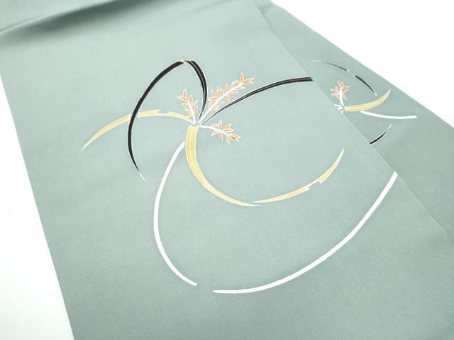 平和屋着物●塩瀬 九寸名古屋帯 刺繍 舞葉文 金彩 正絹 逸品 CABE4597hy