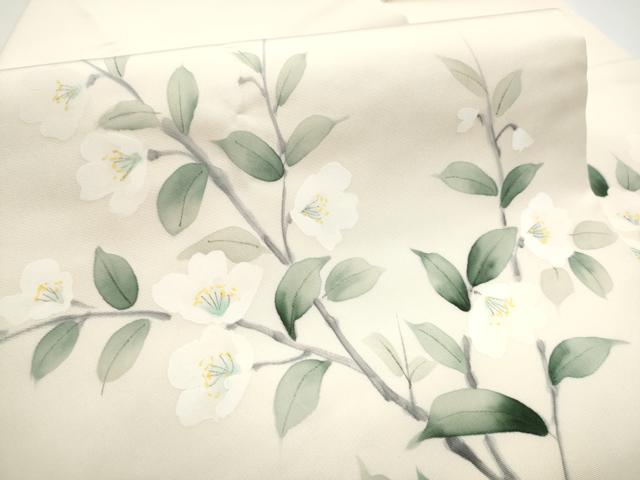 平和屋着物●塩瀬 九寸名古屋帯 手描き 枝桜文 正絹 逸品 CABE4659hy