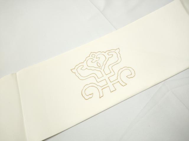 平和屋着物●塩瀬 九寸名古屋帯 竹屋町刺繍 幾何学花文 金彩 正絹 逸品 CABE4670hy