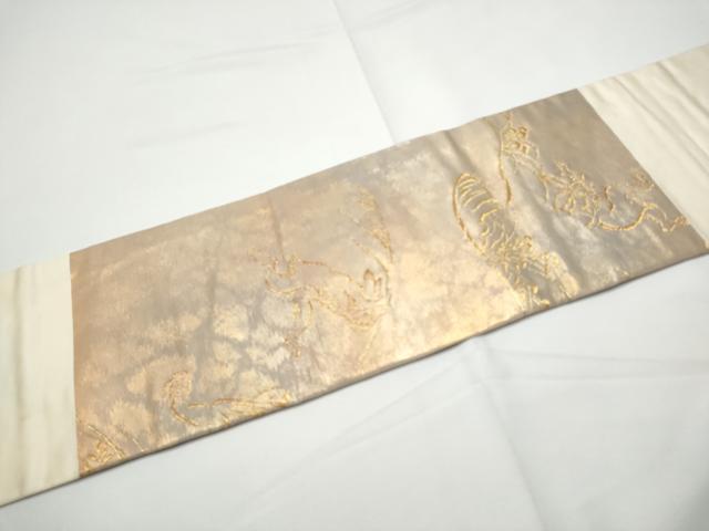 平和屋着物●九寸名古屋帯 鳥獣戯画 金糸 引箔 正絹 逸品 CABE4691hy