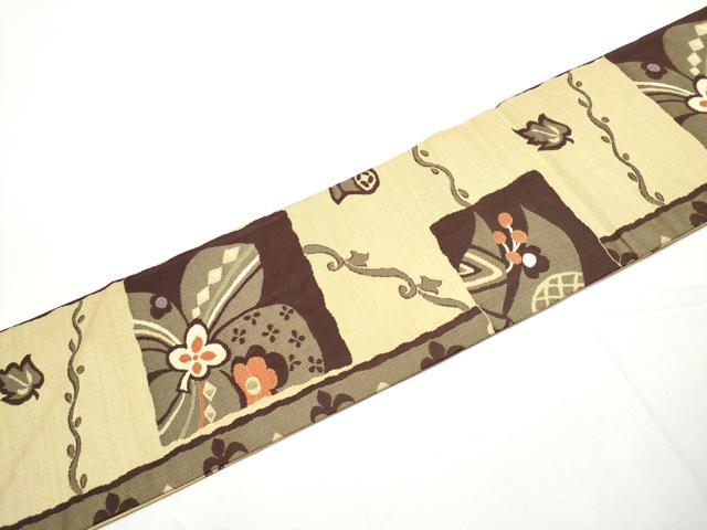 平和屋着物●九寸名古屋帯 色紙花文 正絹 逸品 CABE4699hy