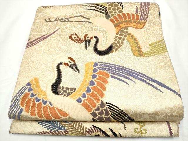 平和屋着物●アンティーク 大正ロマン 丸帯 唐織 鳳凰文 金糸 正絹 逸品 CABE4727hy