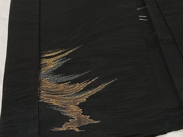 平和屋着物#羽織 刺繍 霞文 黒地 金銀糸 正絹 逸品 CABE4807ua