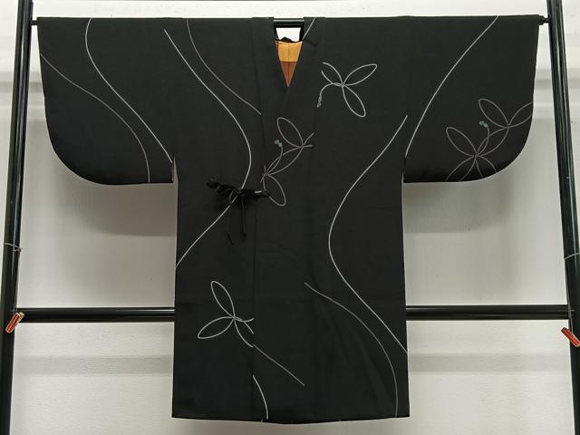 平和屋着物∞道中着 舞蝶紐文 黒地 ロング丈 正絹 逸品 CABE4817ua