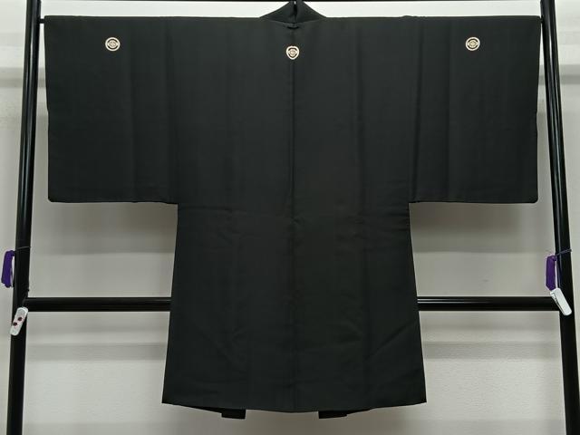 平和屋着物∞男性 長羽織 黒紋付 正絹 逸品 CABE4883ua