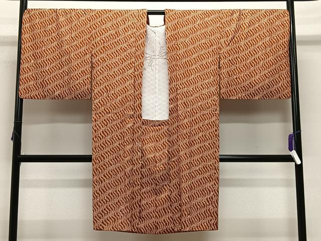 平和屋着物∞長羽織 総絞り 幾何学文 正絹 逸品 CABE4893ua