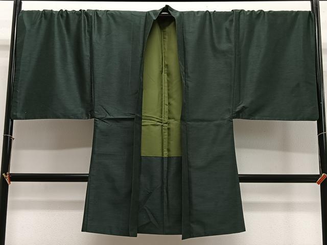 平和屋着物∞男性 長羽織 紬地 鉄色 キングサイズ 正絹 逸品 CABE4918ua