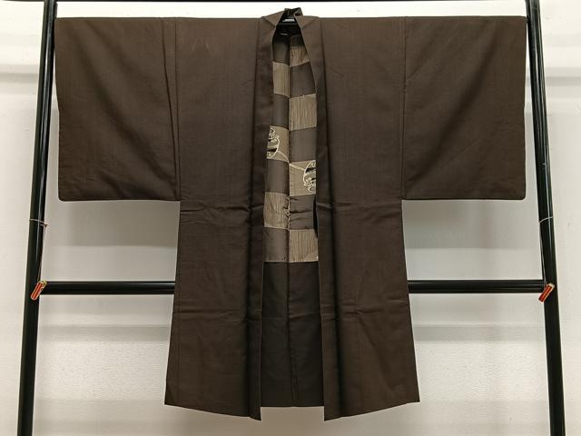 平和屋着物∞男性 長羽織 紬地 憲法色 正絹 逸品 CABE4919ua