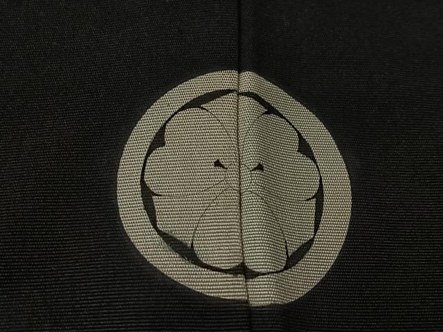 平和屋着物∞男性 長羽織 黒紋付 羽裏:幾何学文 羽織紐付き 正絹 逸品 CABE4945ua