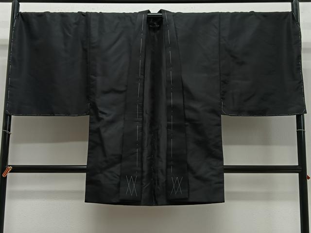 平和屋着物▽男性　羽織　スリーシーズン　春夏秋　塵除け　暗黒色　黒地　正絹　逸品　AABE1188jh 平和屋着物▽男性 羽織 スリーシーズン 春夏秋 塵除け 暗黒色 黒地
