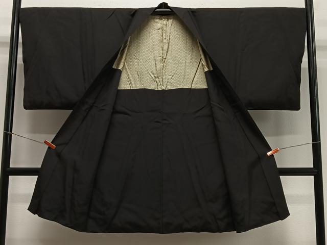 平和屋着物∞男性 長羽織 暗黒色 正絹 逸品 CABE4978ua