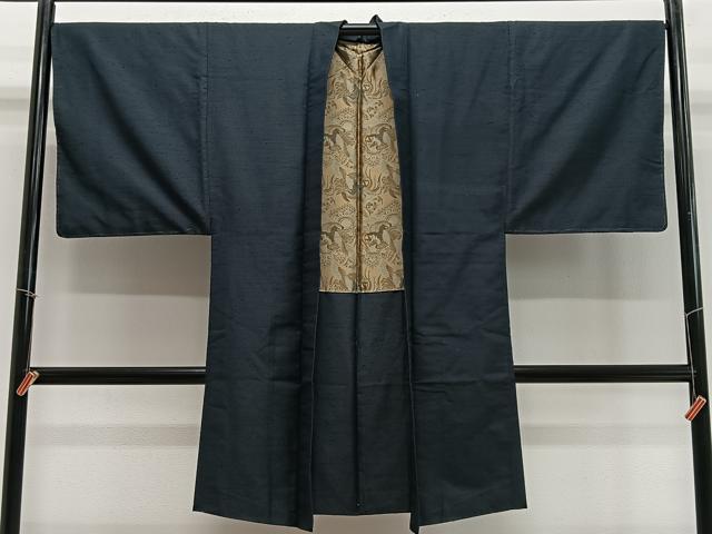 平和屋着物∞男性　長羽織　紬地　黄枯茶色　正絹　逸品　CABD4768ua 平和屋着物∞男性 長羽織 紬地 霞文 正絹 逸品 未使用 CABE4979ua
