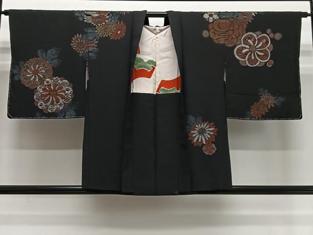 平和屋着物#羽織 寿光織 舞花文 黒地 金銀糸 正絹 逸品 未使用 CABE5040ua