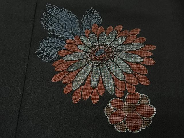 平和屋着物#羽織 寿光織 舞花文 黒地 金銀糸 正絹 逸品 未使用 CABE5040ua