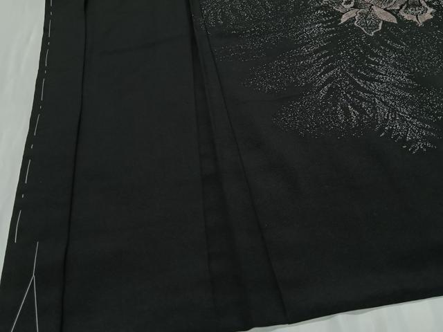 平和屋着物#羽織 寿光織 草花文 黒地 金銀糸 正絹 逸品 未使用 CABE5078ua