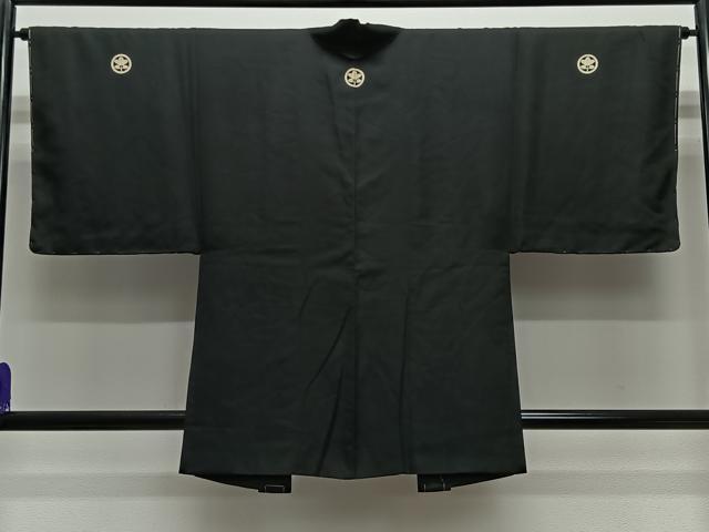 平和屋着物∞男性 羽織 黒紋付 羽裏:風景文 正絹 逸品 未使用 CABE5106ua