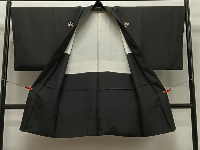 平和屋着物∞男性 長羽織 黒紋付 正絹 逸品 CABE5124ua