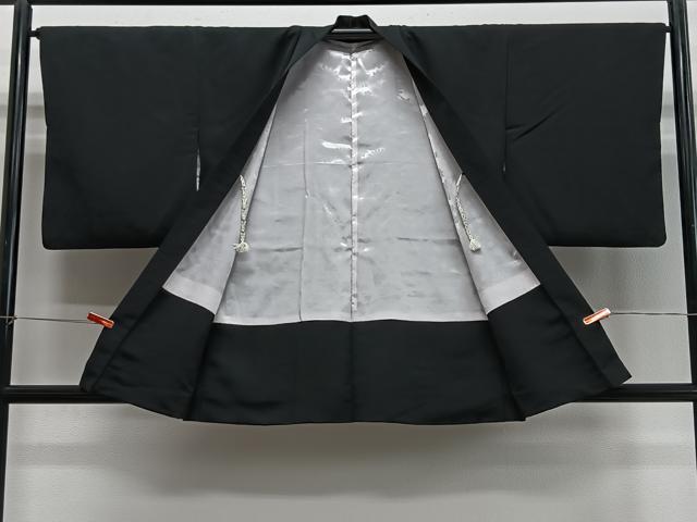 平和屋着物#羽織 寿光織 立波文 黒地 銀糸 正絹 逸品 CABE5158ua