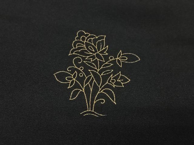 平和屋着物#羽織 総刺繍 正倉院花文 黒地 正絹 逸品 CABE5168ua