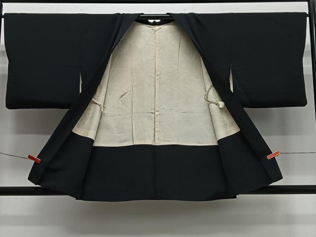 平和屋着物#羽織 寿光織 流水文 黒地 正絹 逸品 CABE5172ua